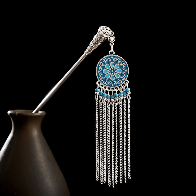 Buddha Stones Water Drop Lily of the Valley Flowers Tassels Confidence Hairpin