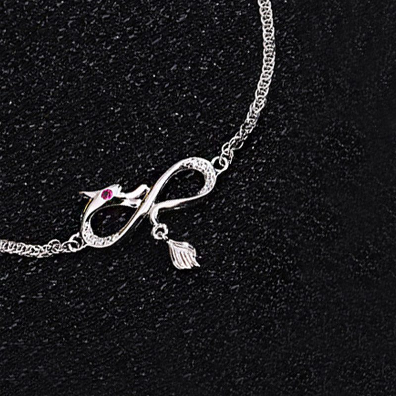 Buddha Stones Year Of The Dragon 999 Sterling Silver Zircon Endless Knot Tail Charm Luck Protection Bracelet (Extra 30% Off | USE CODE: FS30)