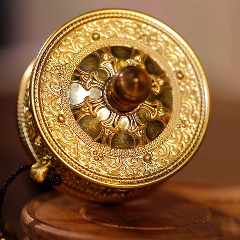 Buddha Stones Tibetan Prayer Wheel Six True Words Sandalwood Healing Decoration