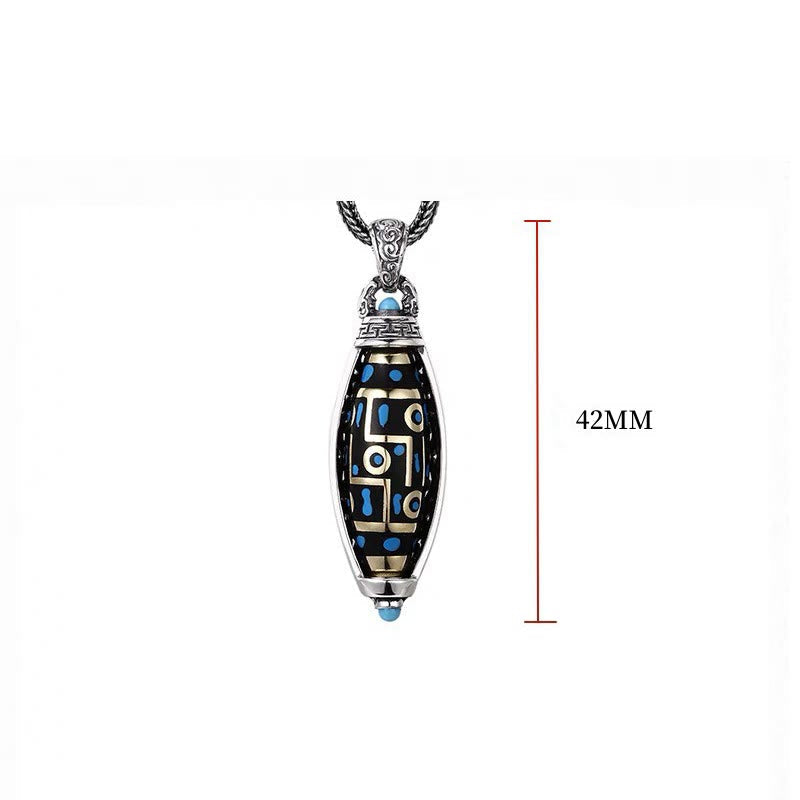 FREE Today: Peace & Purity Tibetan Om Mani Padme Hum Nine-Eye Dzi Bead Pattern Rotatable Necklace Pendant
