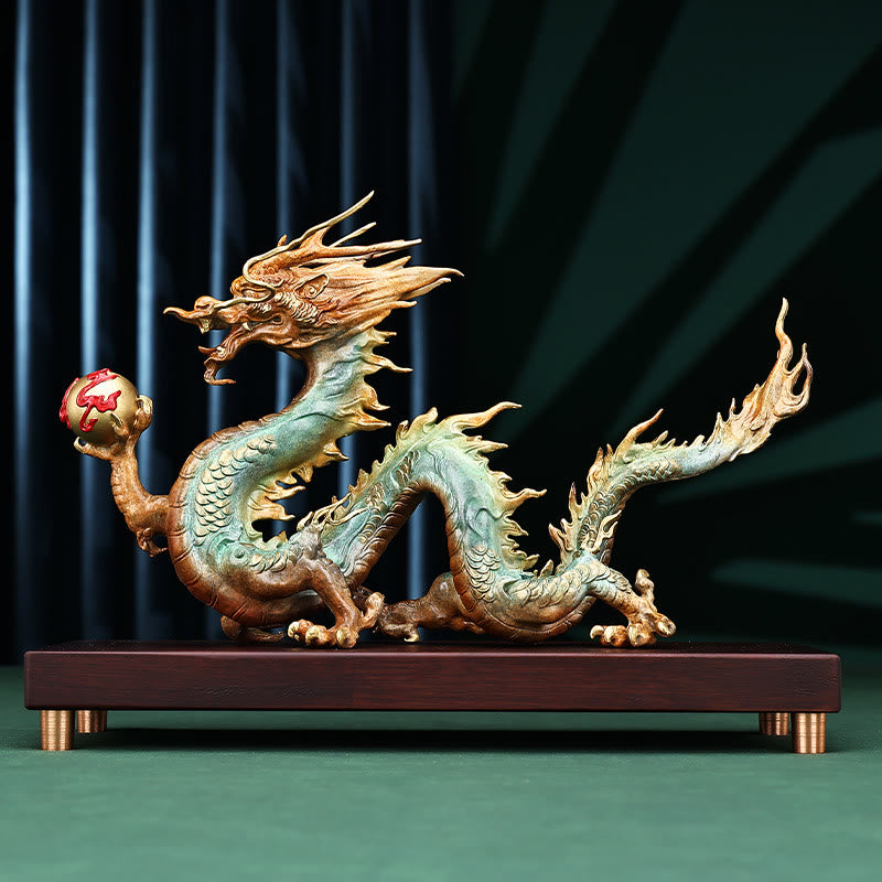 Buddha Stones Year Of The Dragon Auspicious Dragon Brass Copper Luck Success Office Decoration