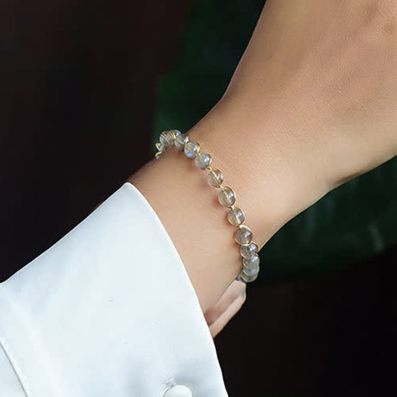 Buddha Stones Natural Moonstone 14K Gold Plated Healing Positive Bracelet