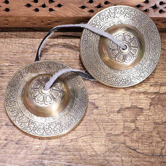 Buddha Stones Tibetan Tingsha Bell Auspicious Cloud Six True Words Copper Wealth Decoration
