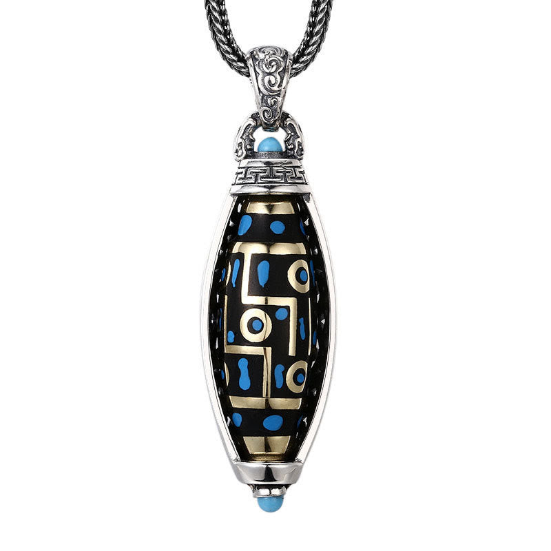 FREE Today: Peace & Purity Tibetan Om Mani Padme Hum Nine-Eye Dzi Bead Pattern Rotatable Necklace Pendant