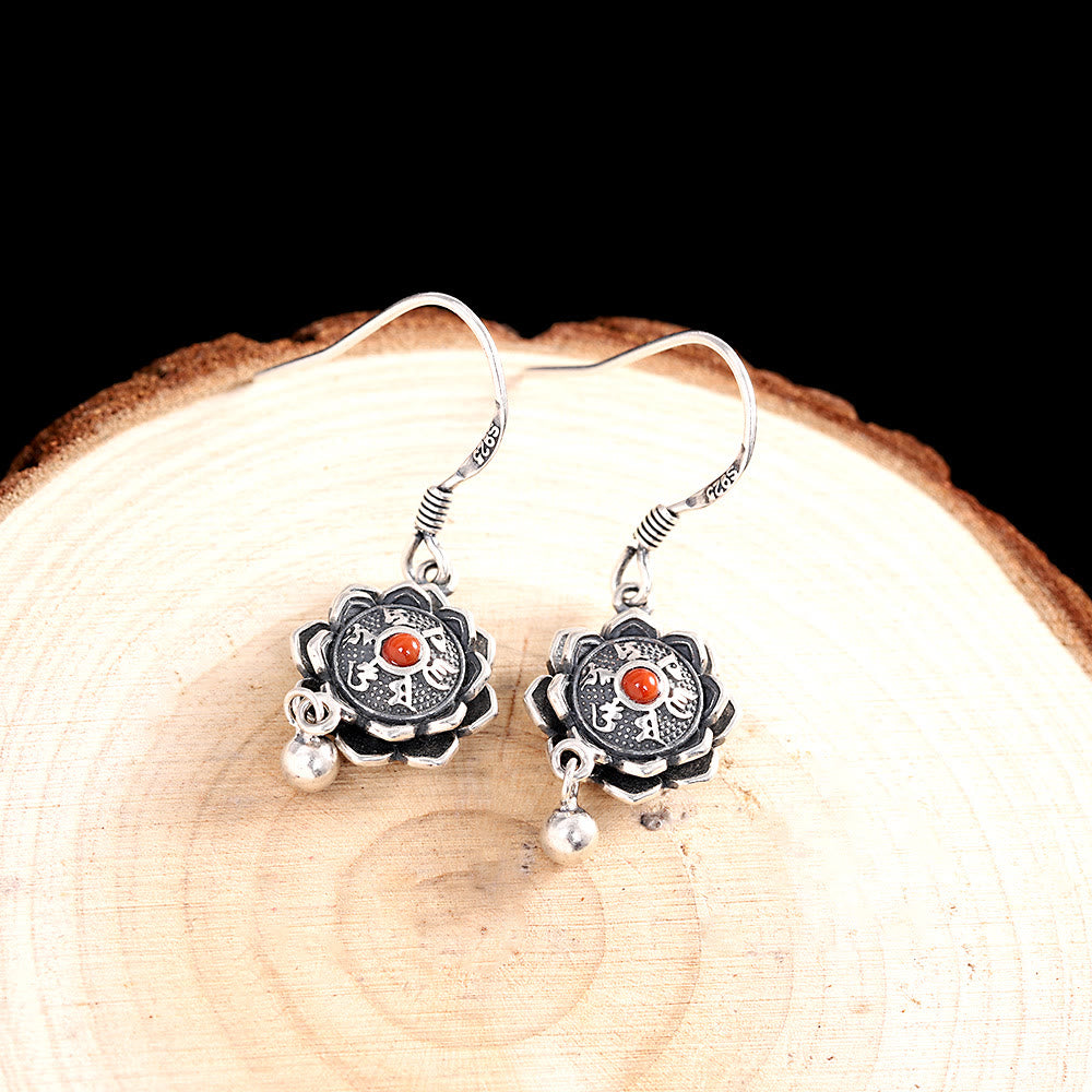 Buddha Stones 925 Sterling Silver Om Mani Padme Hum Lotus Peace Necklace Pendant Earrings