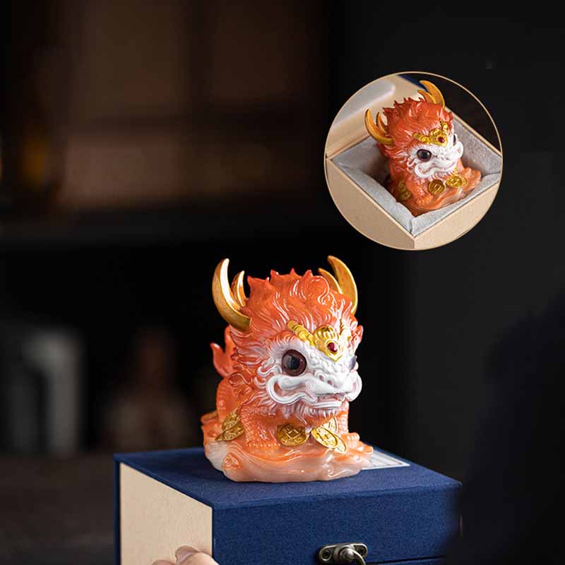 Buddha Stones Color Changing Small Kirin Resin Tea Pet Home Figurine Decoration
