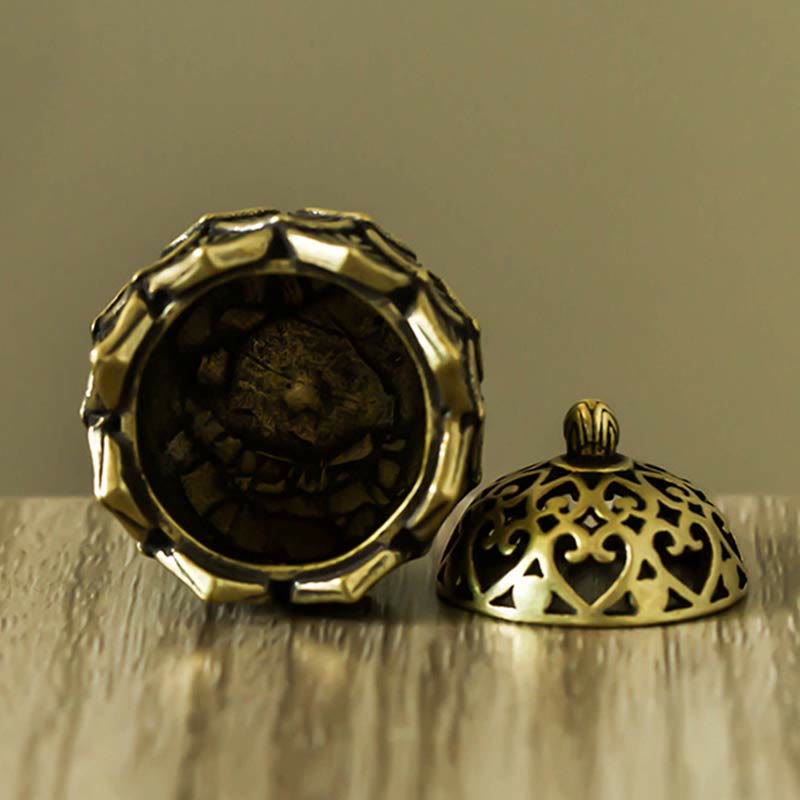 Buddha Stones Tibetan Mini Lotus Pattern Meditation Copper Incense Burner