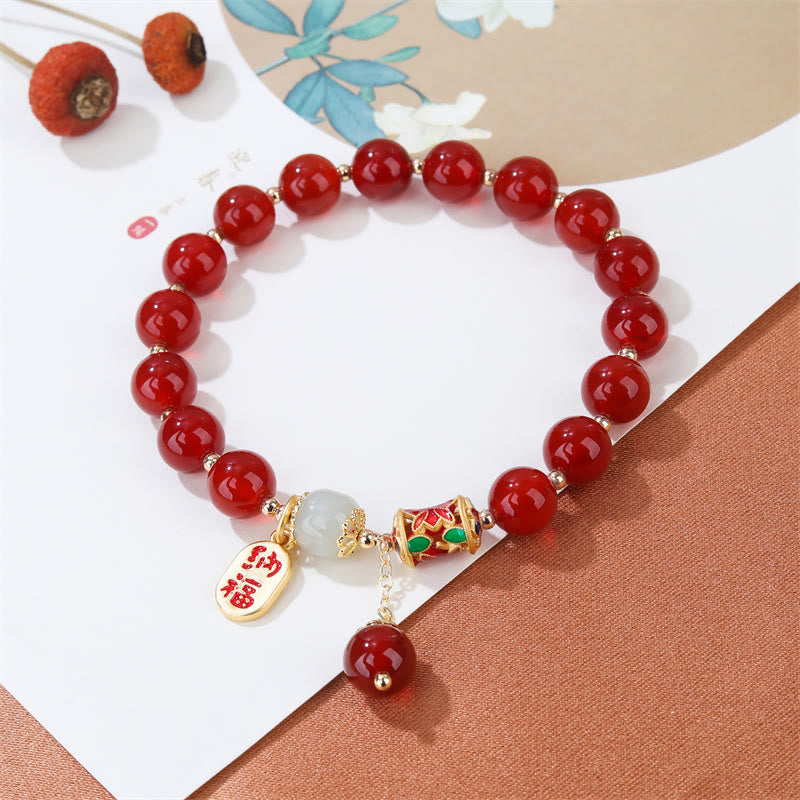 Buddha Stones Natural Red Agate Jade Confidence Fortune Blessing Charm Bracelet