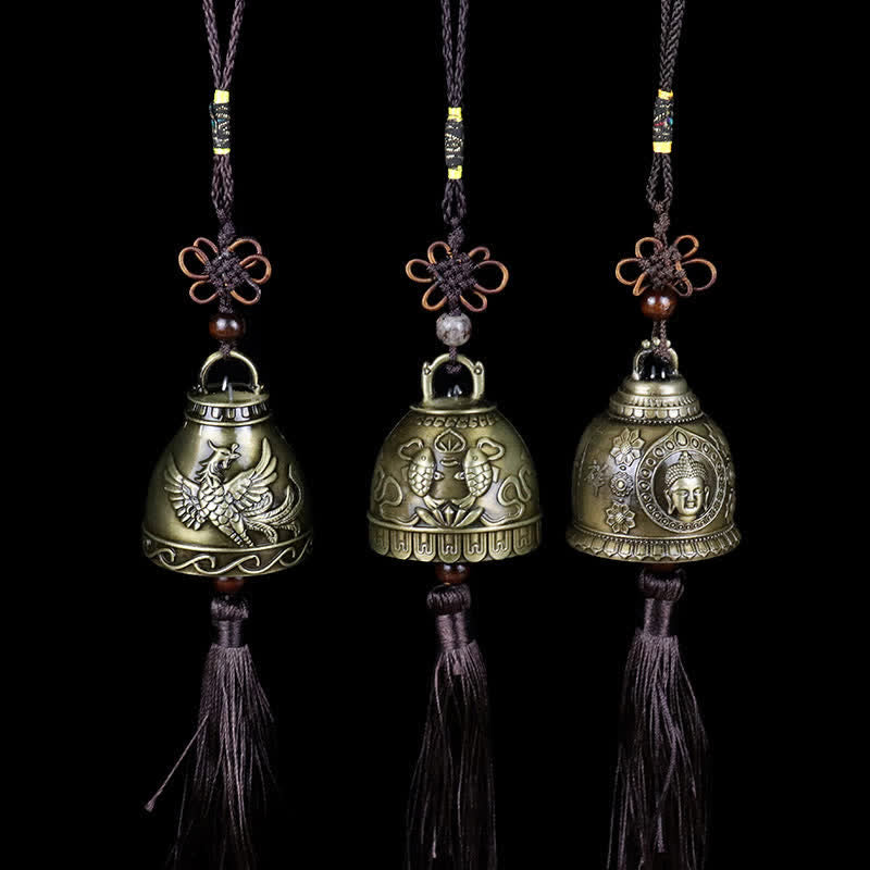 Buddha Stones Feng Shui Buddha Koi Fish Phoenix Wind Chime Bell Luck Wall Hanging Decoration