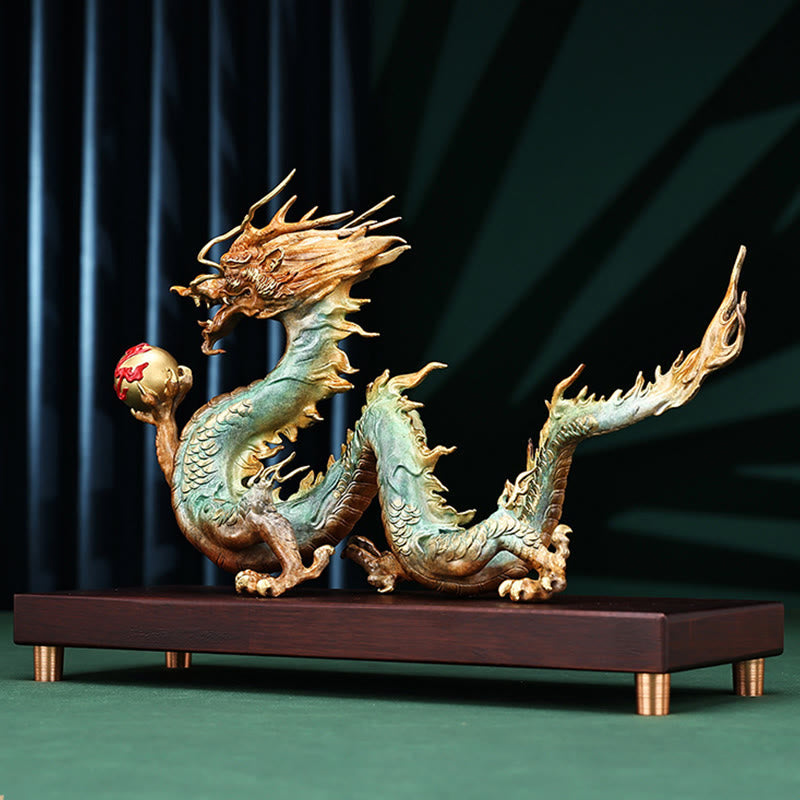 Buddha Stones Year Of The Dragon Auspicious Dragon Brass Copper Luck Success Office Decoration