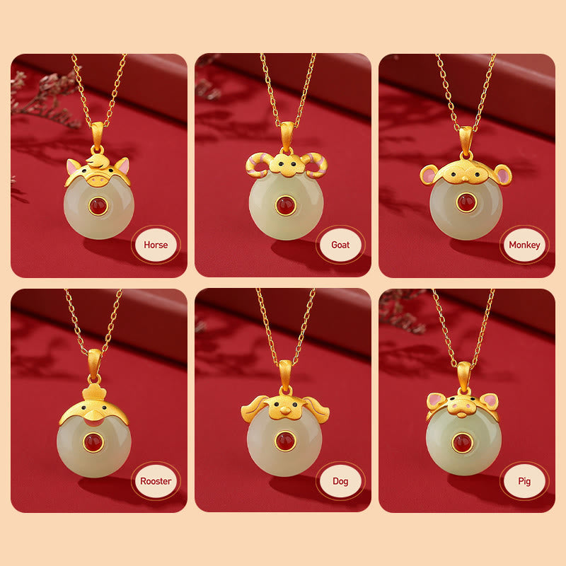 Buddha Stones 925 Sterling Silver Hetian Jade Chinese Zodiac Year of the Dragon Red Agate Luck Protection Necklace Pendant