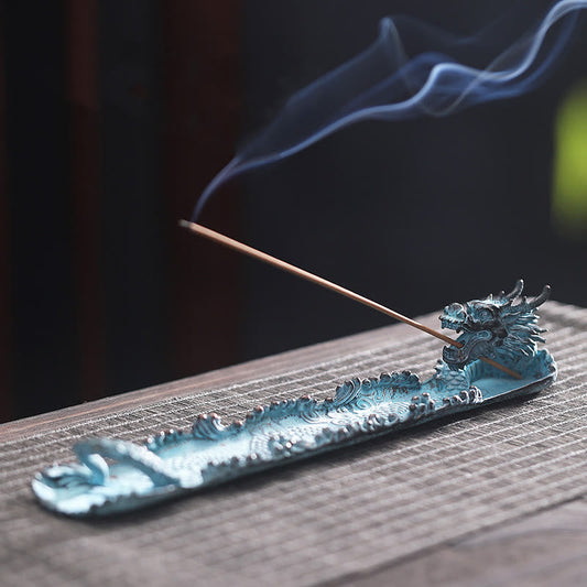 Buddha Stones Auspicious Dragon Strength Alloy Incense Burner Decoration