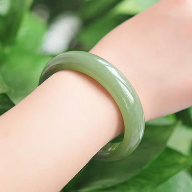 Buddha Stones Jade Abundance Blessing Bangle Bracelet