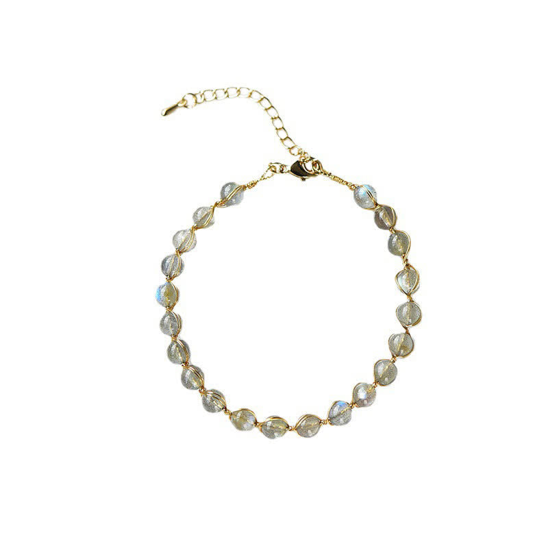 Buddha Stones Natural Moonstone 14K Gold Plated Healing Positive Bracelet