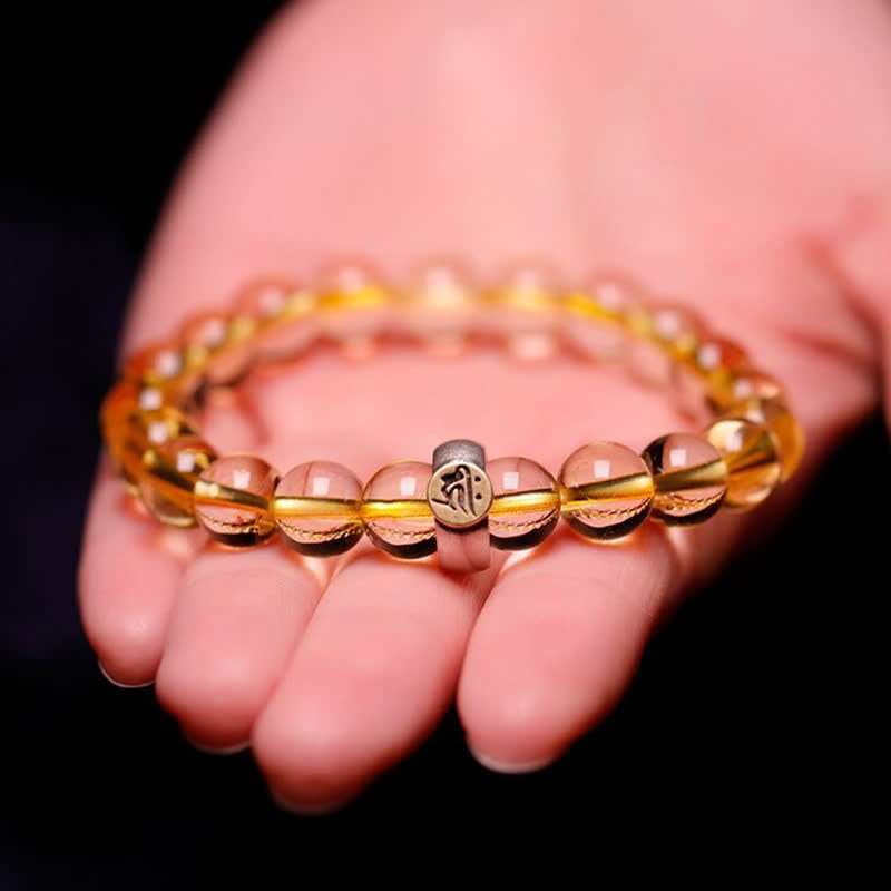 Buddha Stones 925 Sterling Silver Chinese Zodiac Natal Buddha Citrine Protection Bracelet