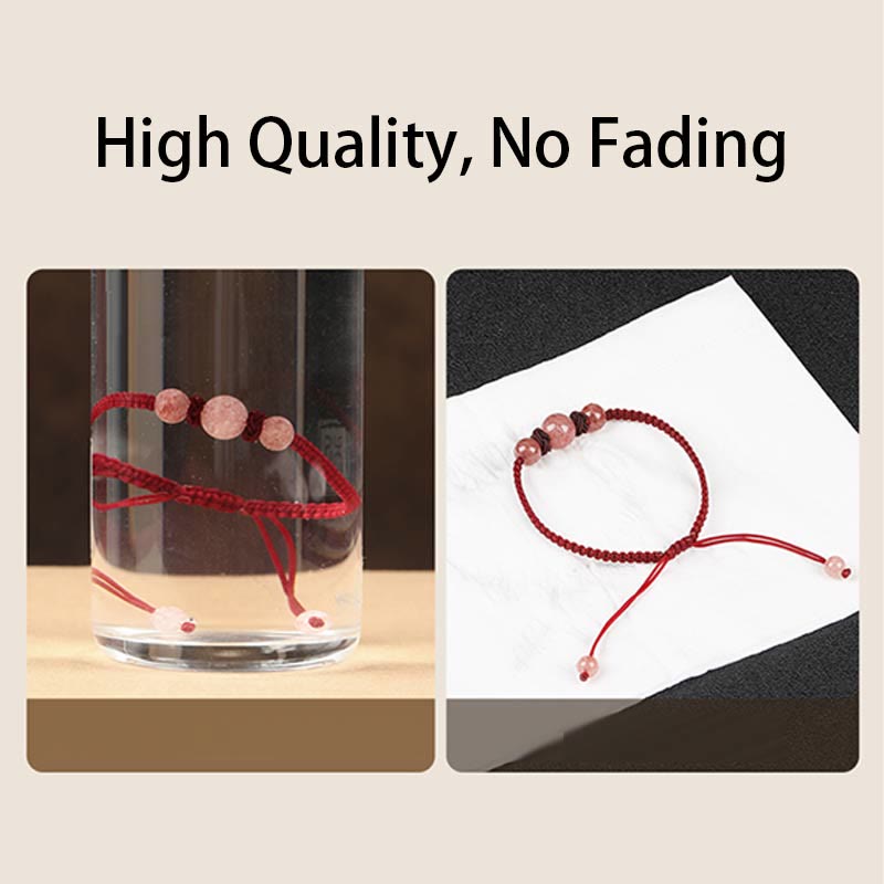 Buddha Stones Natural Strawberry Quartz Crystal Love Red String Weave Bracelet Anklet (Extra 30% Off | USE CODE: FS30)