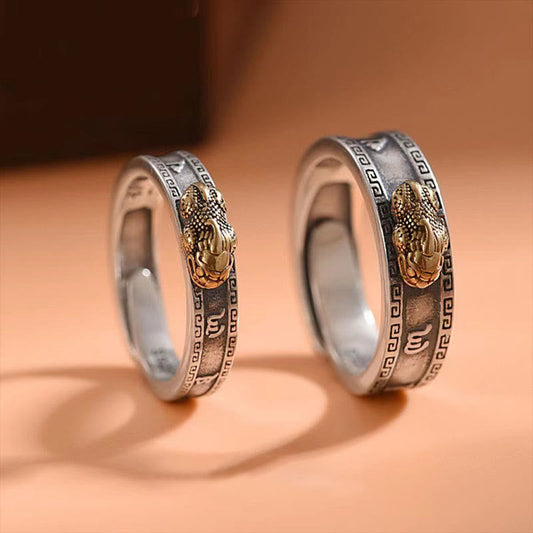 Buddha Stones PiXiu Om Mani Padme Hum Heart Sutra Luck Wealth Couple Ring