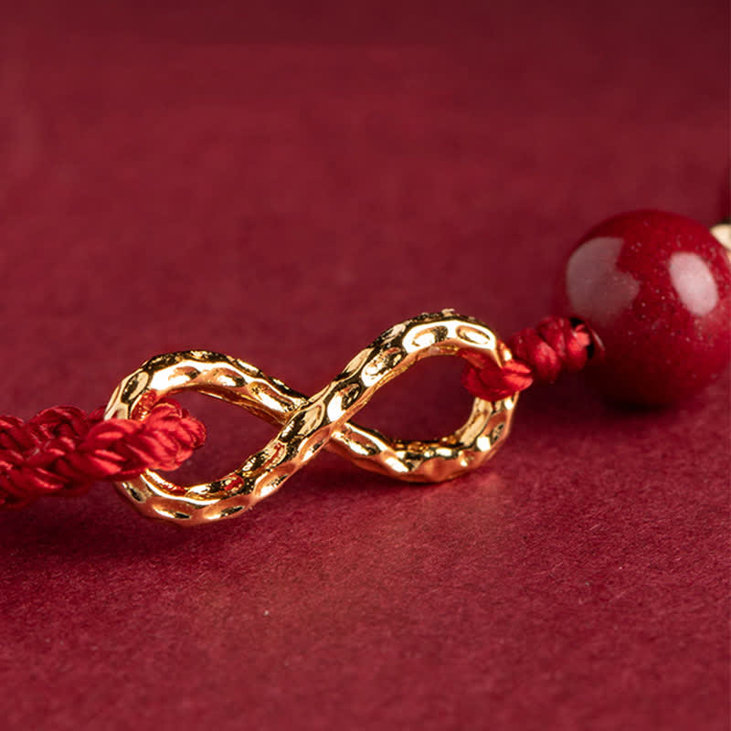 Buddha Stones Cinnabar Blessing Red String Golden Infinity Symbol Bracelet Anklet
