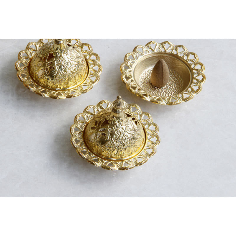 Buddha Stones Tibetan Gold Mini Meditation Incense Burner