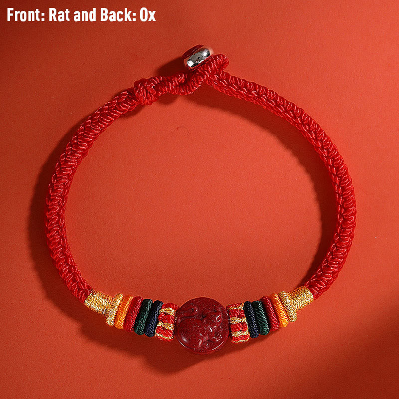 Buddha Stones Year of the Dragon 925 Sterling Silver Chinese Zodiac Cinnabar Auspicious Matches Blessing Bracelet (Extra 30% Off | USE CODE: FS30)