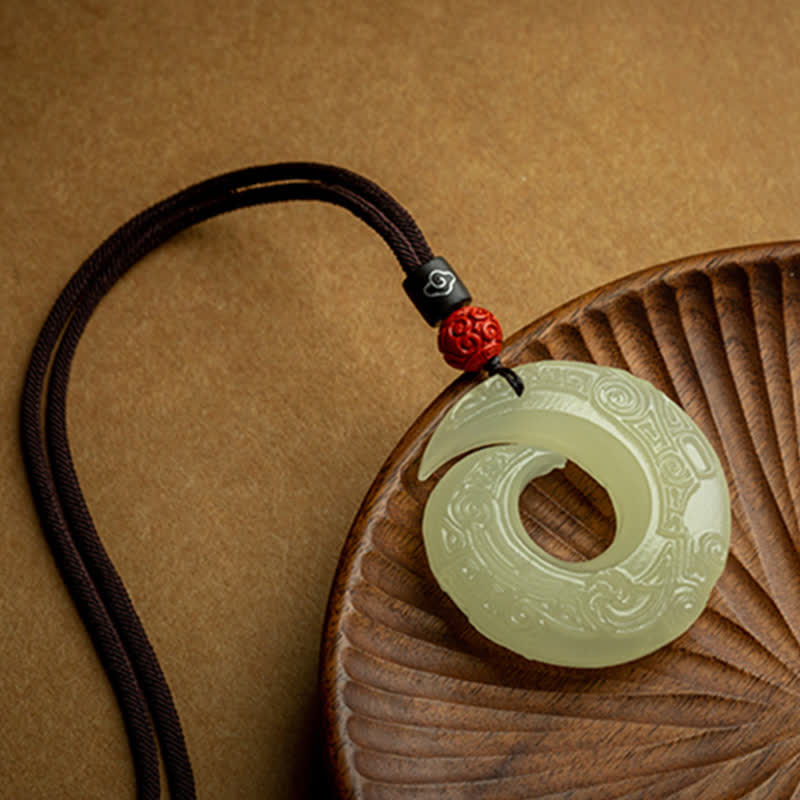 Buddha Stones Peace Buckle Jade Small Leaf Red Sandalwood Cinnabar Agate Luck Necklace Pendant
