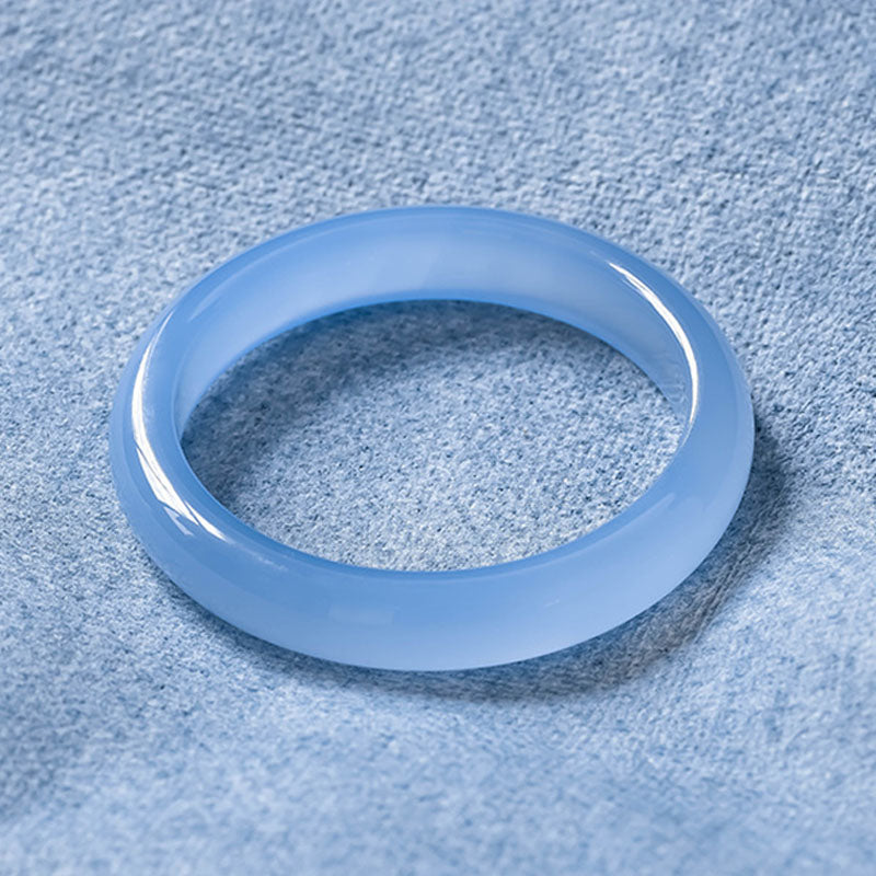 Buddha Stones Blue Chalcedony Emotional Balance Bracelet Bangle