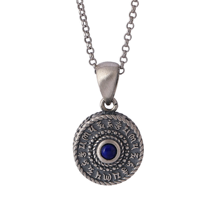 Buddha Stones 925 Sterling Silver Om Mani Padme Hum Lazurite Love Peace Necklace Pendant