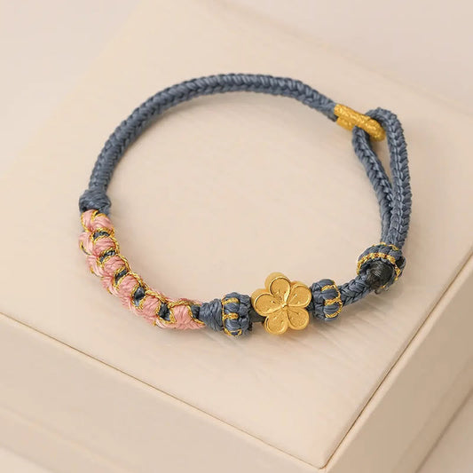 Buddha Stones Peach Blossom Design Wealth String Bracelet