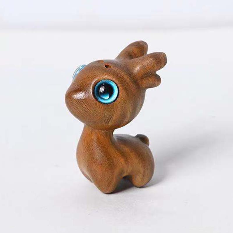 Buddha Stones Green Sandalwood Small Leaf Red Sandalwood Cute Cat Animals Soothing Peace Decoration