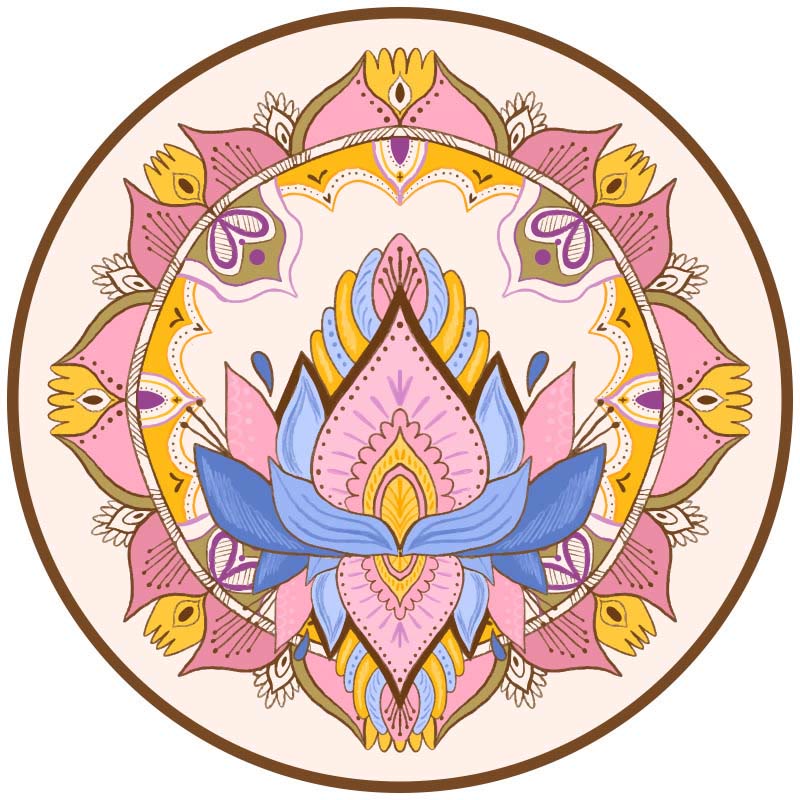 Buddha Stones Tibetan Lotus Mandala Enlightenment Foldable Natural Rubber Yoga Mat Decoration