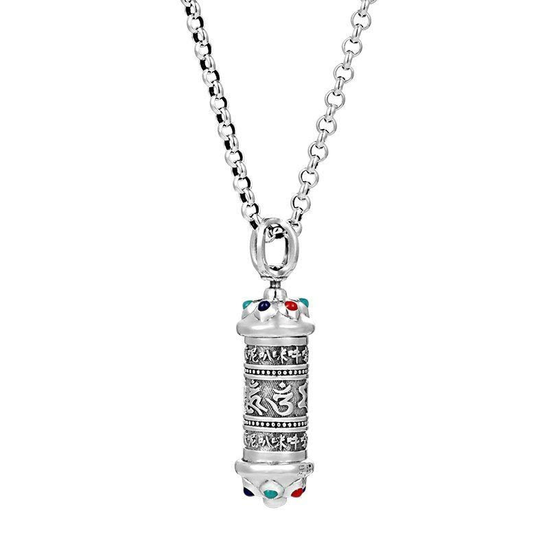 Buddha Stones Tibetan Om Mani Padme Hum Focus Necklace Pendant