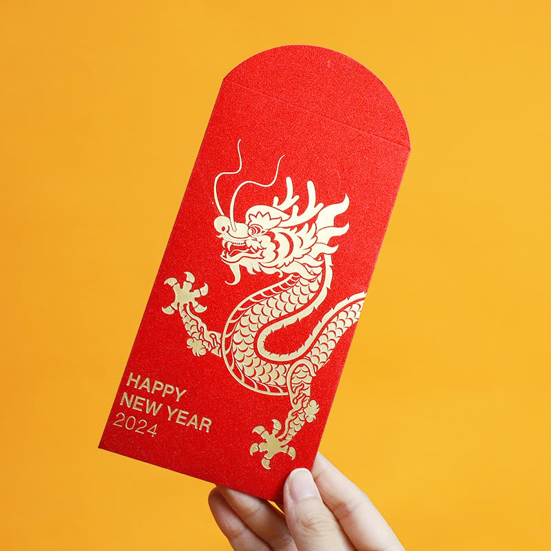 Buddha Stones 6Pcs Chinese Red Envelope Year of the Dragon Lucky Money Envelopes 2024 Chinese New Year Dragon Year Envelope
