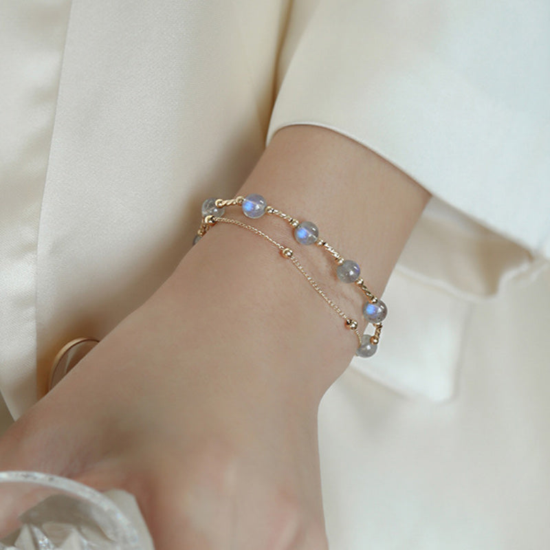 Buddha Stones Moonstone Positive Charming Chain Bracelet