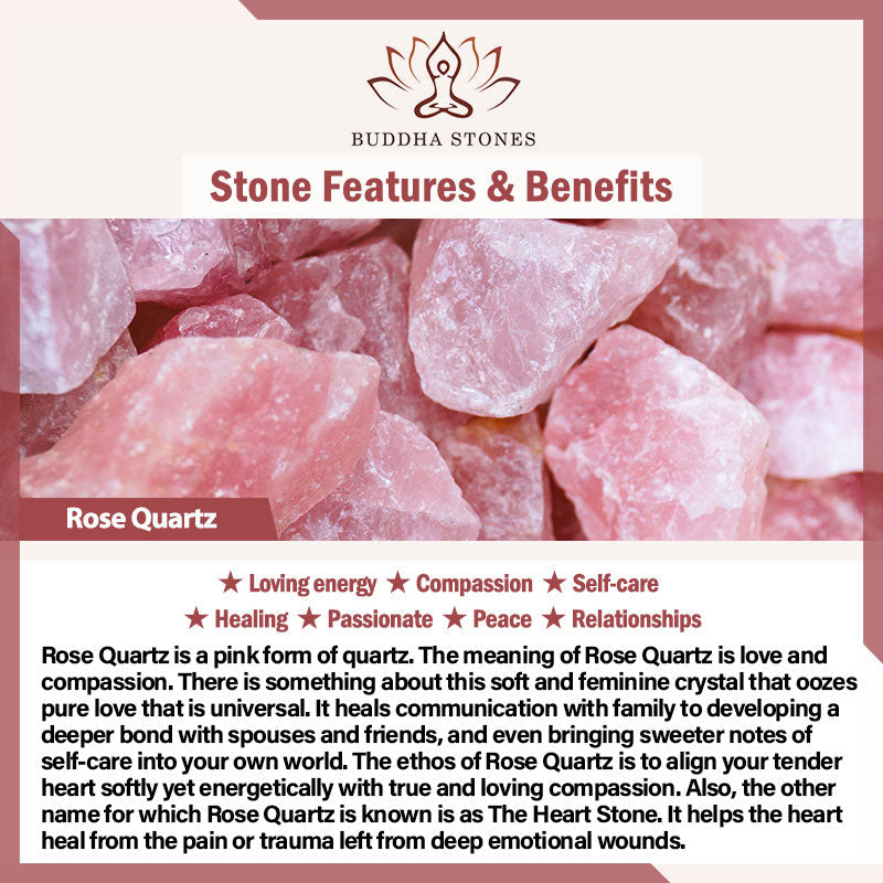Buddha Stones Natural Rose Quartz Love Healing Metal Cuff Bracelet Bangle