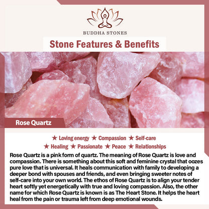 Buddha Stones Natural Rose Quartz Love Healing Metal Cuff Bracelet Bangle