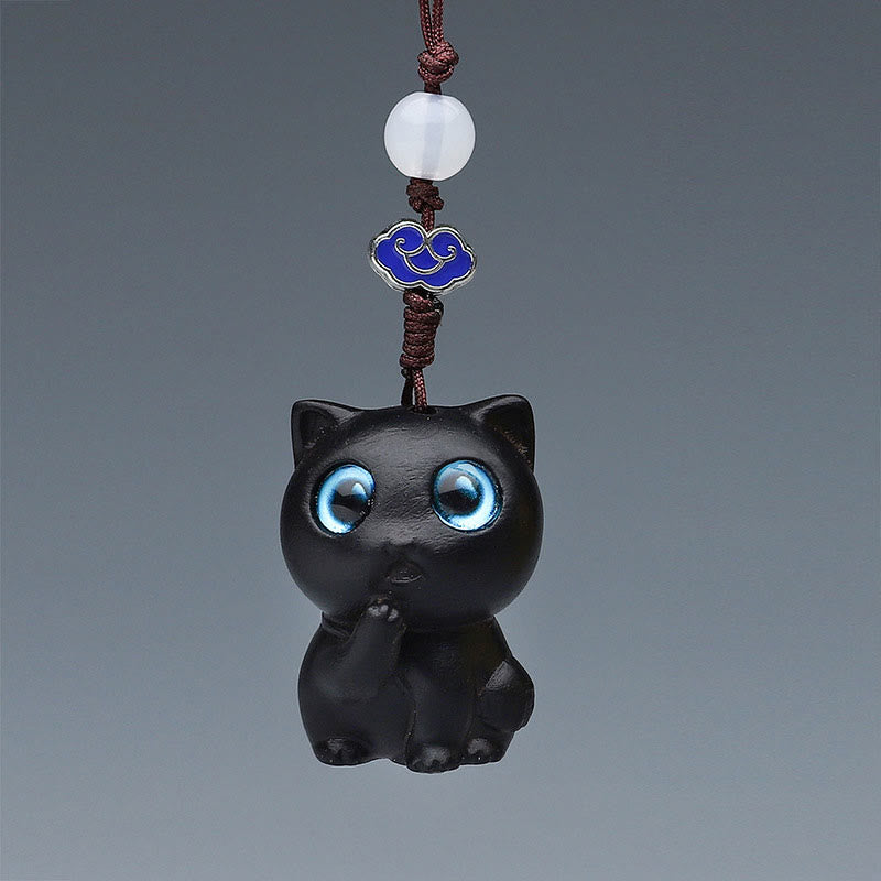 Buddha Stones Green Sandalwood Mini Cute Animal Rabbit Cat Deer Whale Prosperity Phone Hanging Decorations