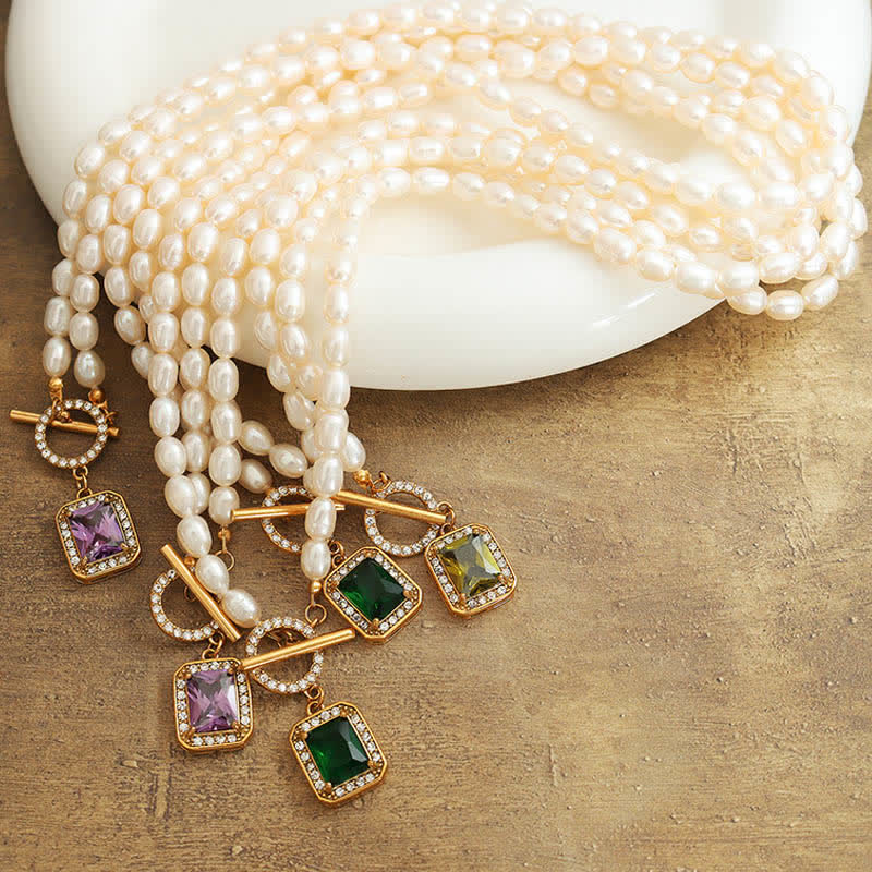 Buddha Stones Pearl Zircon Wealth Charm Necklace Pendant