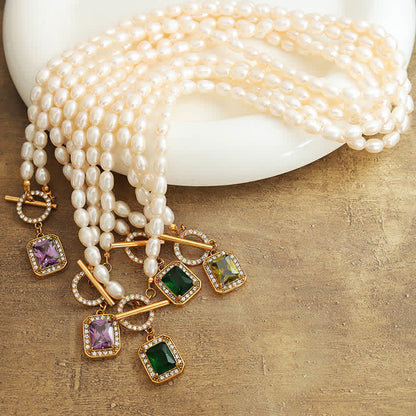 Buddha Stones Pearl Zircon Wealth Charm Necklace Pendant