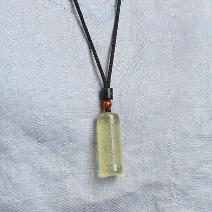 Buddha Stones Heart Sutra Citrine Happiness Strength Necklace Pendant