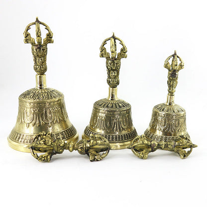 Buddha Stones Tibetan Meditation Bell and Vajra Dorje Copper Balance Handmade Decoration Set
