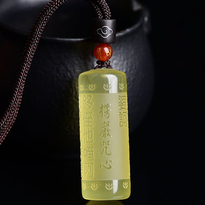 Buddha Stones Heart Sutra Citrine Happiness Strength Necklace Pendant