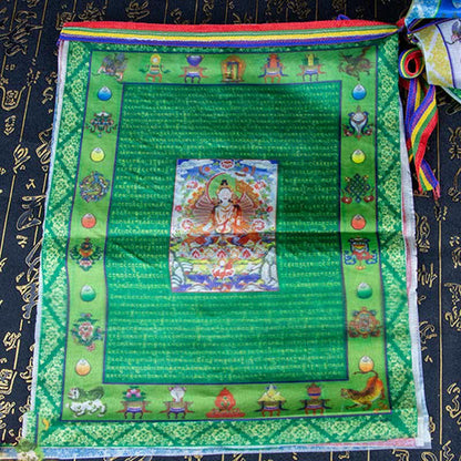 Buddha Stones Tibetan 5 Colors Windhorse Buddha Tara Scriptures Healing Auspicious Outdoor Prayer Flag