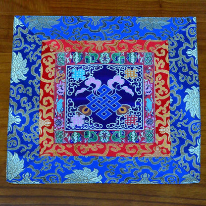 Buddha Stones Prayer Altar Mat Meditation Strength Endless Knot Vajra Man-Bcu Kalachakra Auspicious Symbols