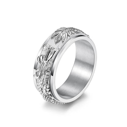 Buddha Stones Dragon Titanium Steel Stimulation Rotatable Ring (Extra 30% Off | USE CODE: FS30)