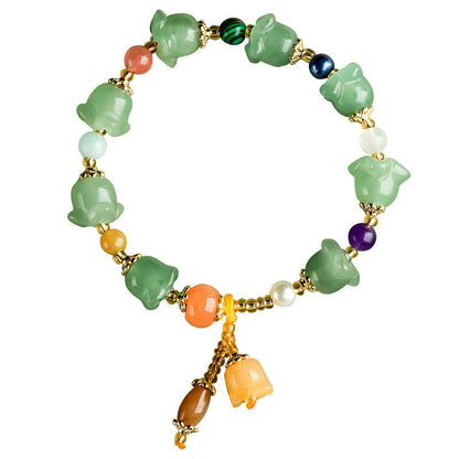Buddha Stones Green Aventurine Magnolia Flower Luck Bracelet