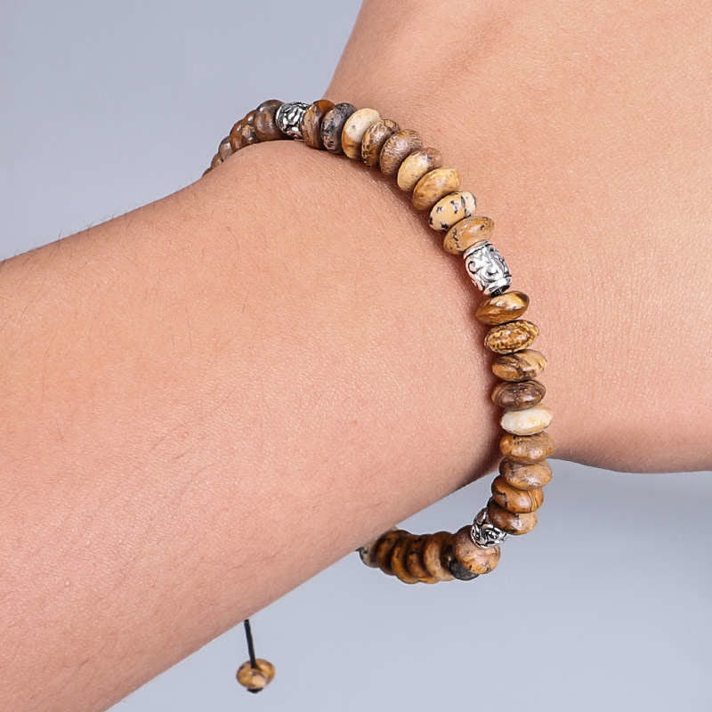 Buddha Stones Picture Jasper Positive Beads String Bracelet