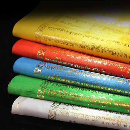 Buddha Stones Tibetan 5 Colors Windhorse Buddha Scriptures Auspicious Outdoor Prayer Flag