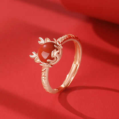 ❗❗❗A Flash Sale- Buddha Stones 925 Sterling Silver Year of the Dragon Cinnabar Red Agate Dragon Protection Bracelet Necklace Pendant Earrings Ring