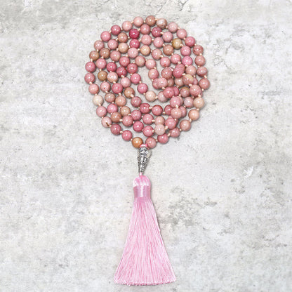 Buddha Stones 108 Mala Rhodonite Beads Yoga Meditation Prayer Beads Bracelet
