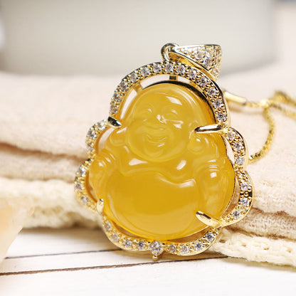 Buddha Stones Good Luck Laughing Buddha Necklace